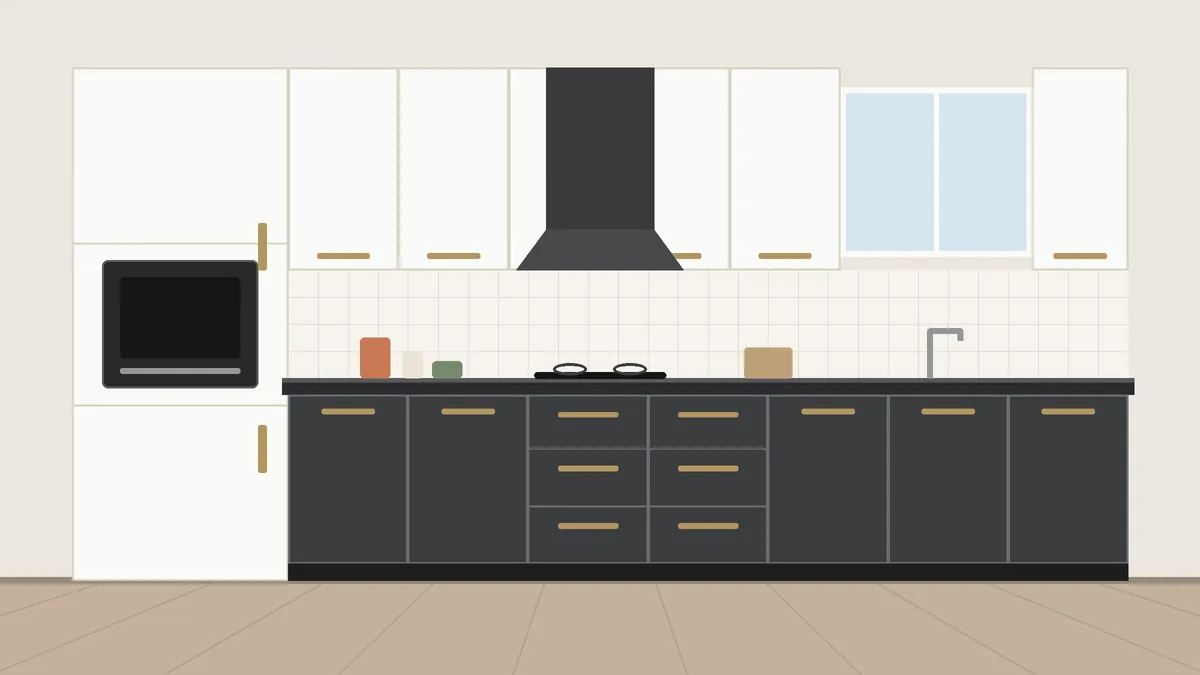 Chalk white and graphite grey two colour kitchen