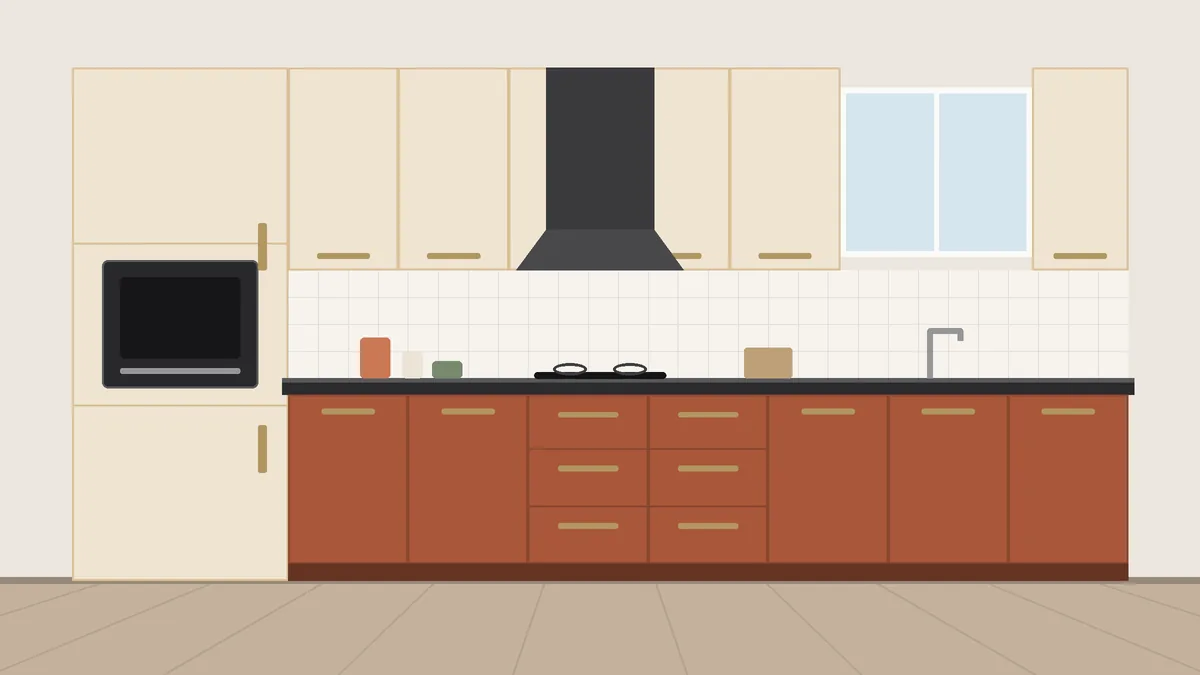 Sand and terracotta two colour kitchen